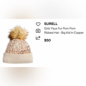 Surell Kids' Metallic Gold Hat NWT